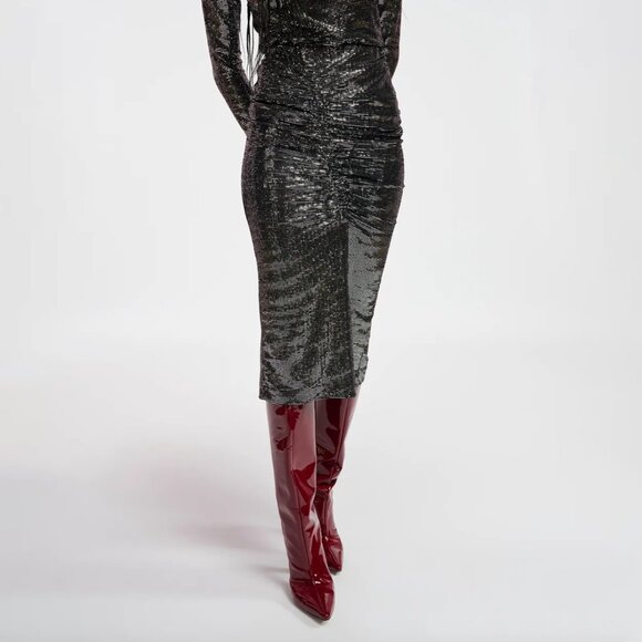 Essentiel Antwerp Esparkling Metallic Jersey Midi Skirt Size 1 Small NEW NWT - Picture 1 of 10